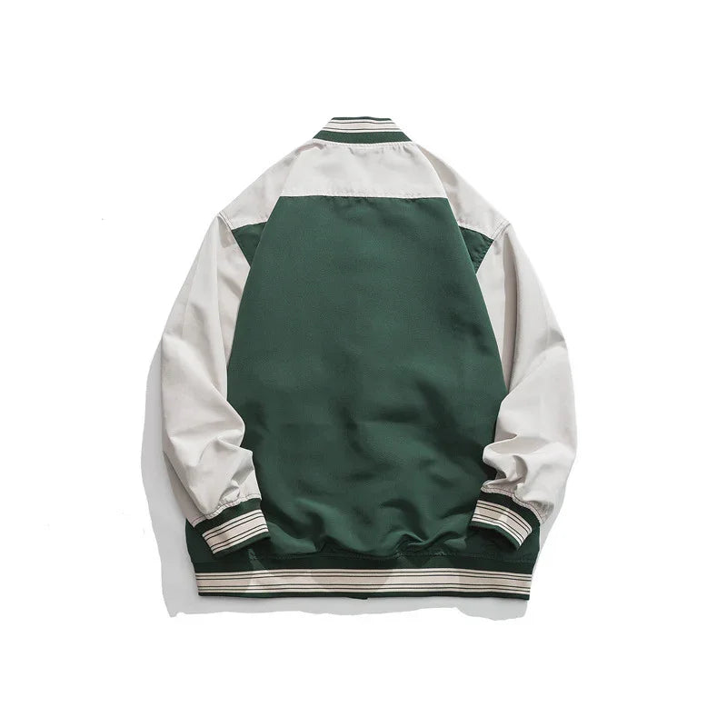 Colorblock Embroidered Baseball Jacket unisex