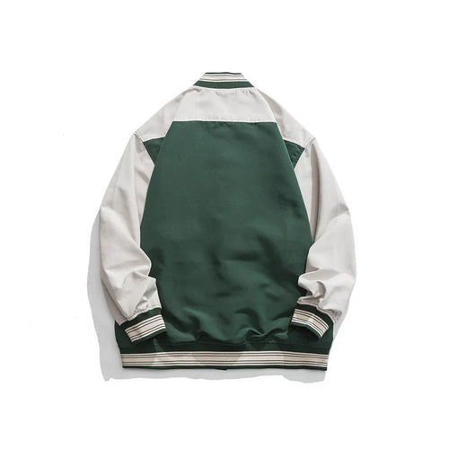 Colorblock Embroidered Baseball Jacket unisex
