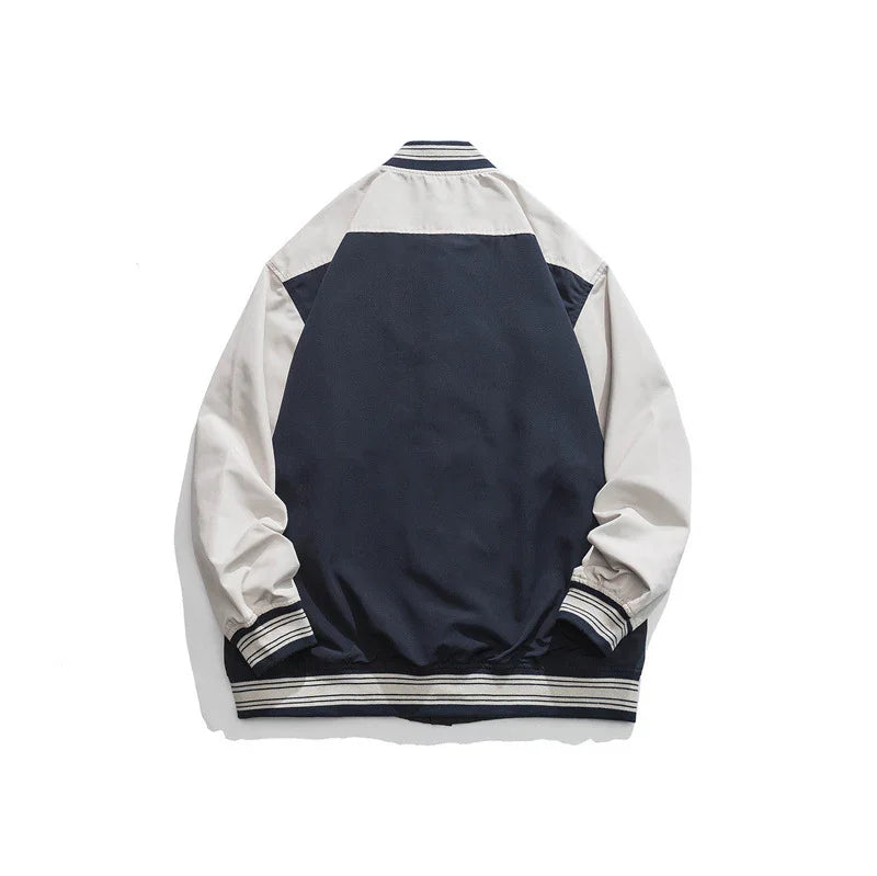 Colorblock Embroidered Baseball Jacket unisex