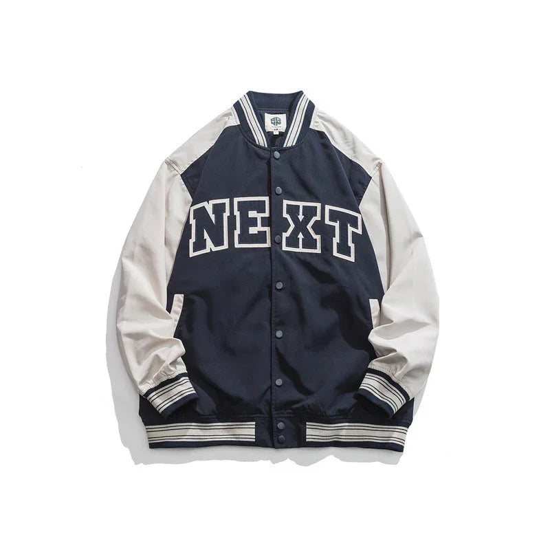 Colorblock Embroidered Baseball Jacket unisex