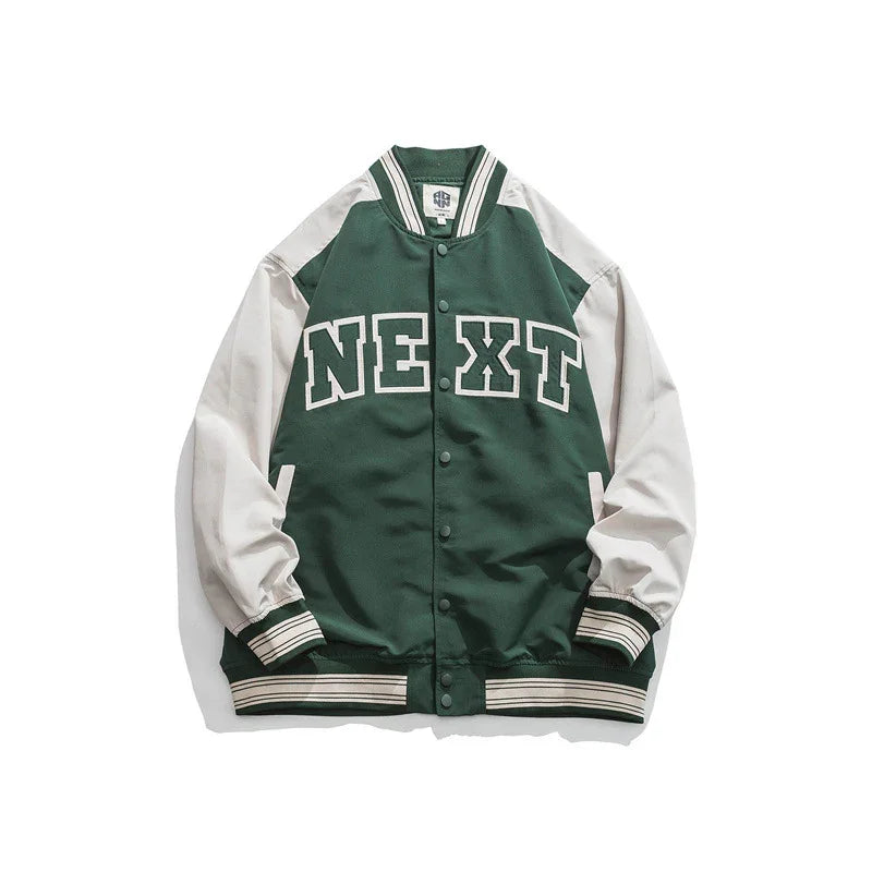 Colorblock Embroidered Baseball Jacket unisex